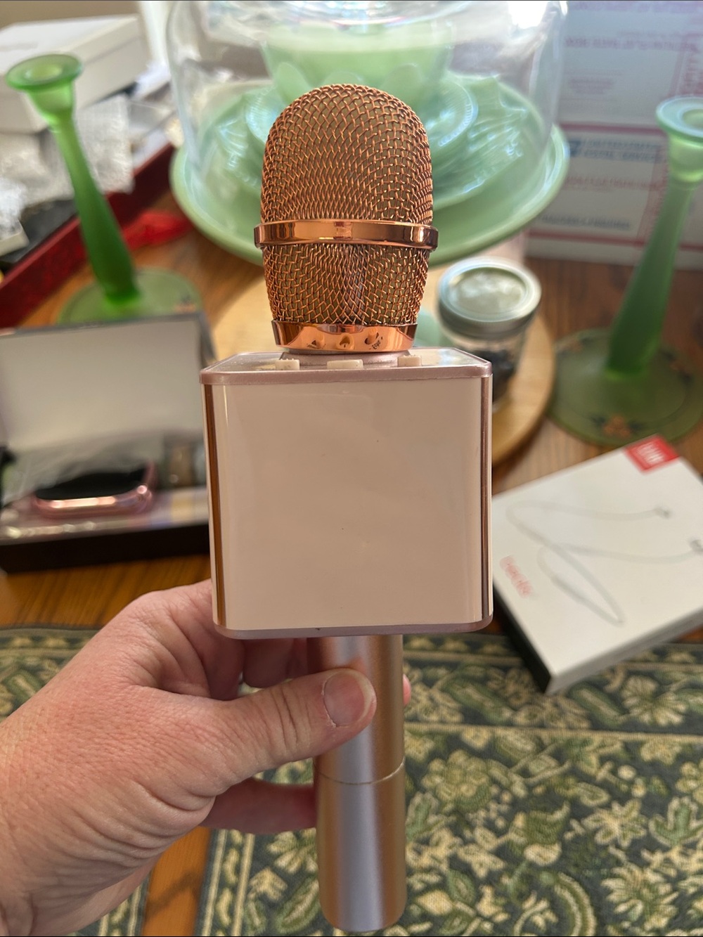 Sharper Image Rose Gold Wireless Karaoke Microphone
